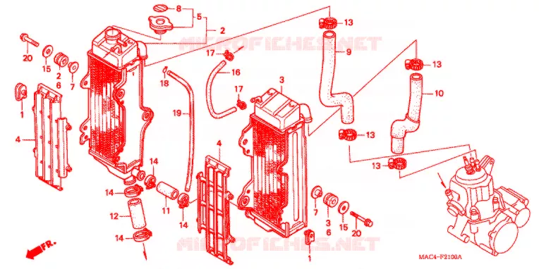 RADIATEUR Honda MOTO 500 CR 2000  CR500RY