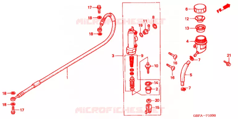 MAITRE-CYLINDRE DE FREIN ARRIERE Honda MOTO 80 CR 2001  CR80RB1