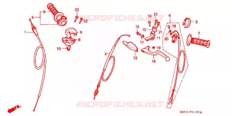 COMMODO - LEVIER - CABLE Honda MOTO 80 CR 1998  CR80RBW