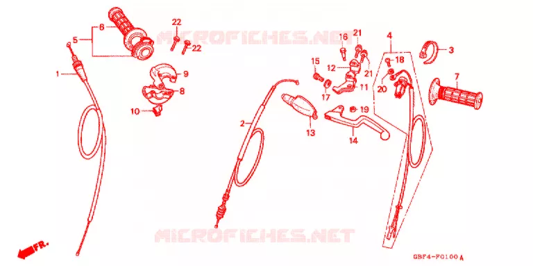 COMMODO - LEVIER - CABLE Honda MOTO 80 CR 1996  CR80RT