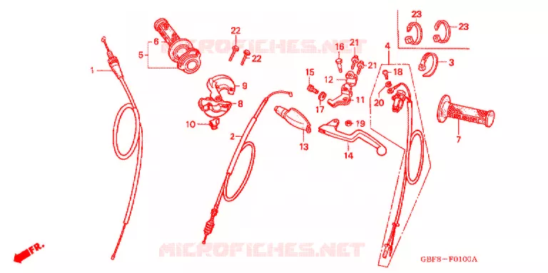 COMMODO - LEVIER - CABLE Honda MOTO 85 CR 2003  CR85RB3