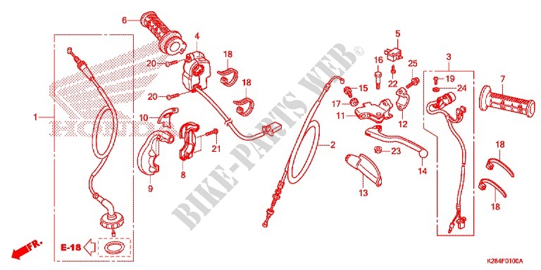 LEVIER DE GUIDON   CABLE   COMMODO pour Honda CRF 125 F BIG WHEELS de 2016