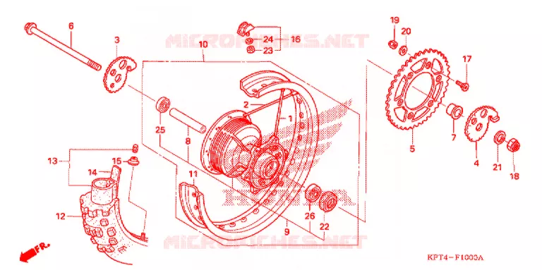 ROUE ARRIERE Honda MOTO 150 CRF 2004  CRF150F4
