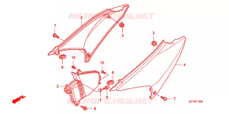 COUVERCLES LATERAUX Honda MOTO 150 CRF 2008  CRF150F8