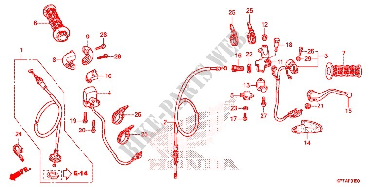 COMMODO   LEVIER   CABLE pour Honda CRF 150 F de 2012
