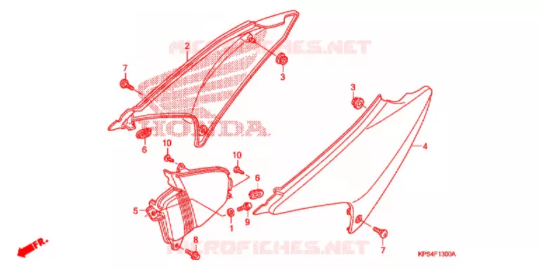 COUVERCLES LATERAUX Honda MOTO 230 CRF 2004  CRF230F4