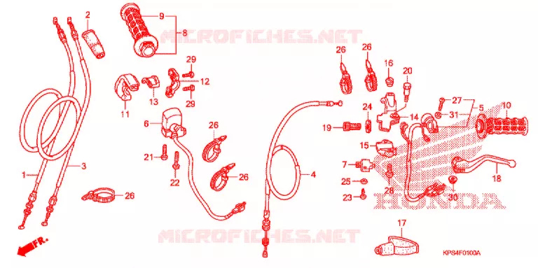LEVIER DE GUIDON - CABLE - COMMODO Honda MOTO 230 CRF 2004  CRF230F4