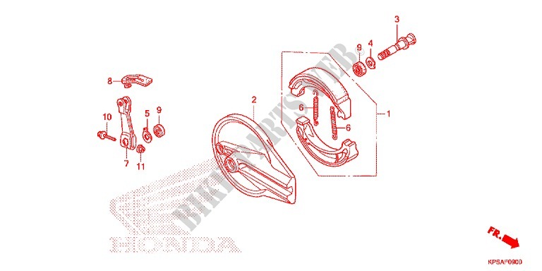 FLASQUE   MACHOIRES DE FREIN ARRIERE pour Honda CRF 230 F de 2013
