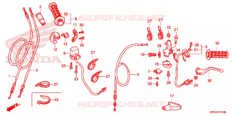 LEVIER DE GUIDON - CABLE - COMMODO Honda MOTO 230 CRF 2013  CRF230FD