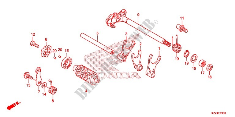 BARILLET DE SELECTION pour Honda CRF 250 L RED de 2013
