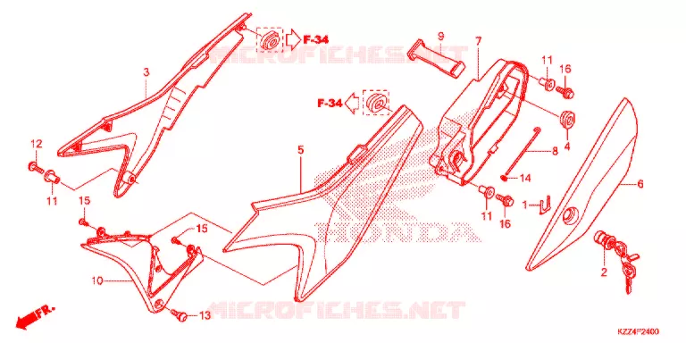 COUVERCLES LATERAUX Honda MOTO 250 CRF 2014  CRF250LE