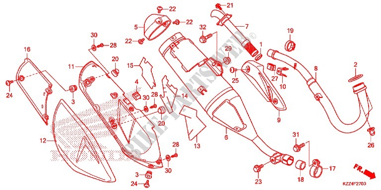 SILENCIEUX D'ECHAPPEMENT pour Honda CRF 250 L RED de 2015