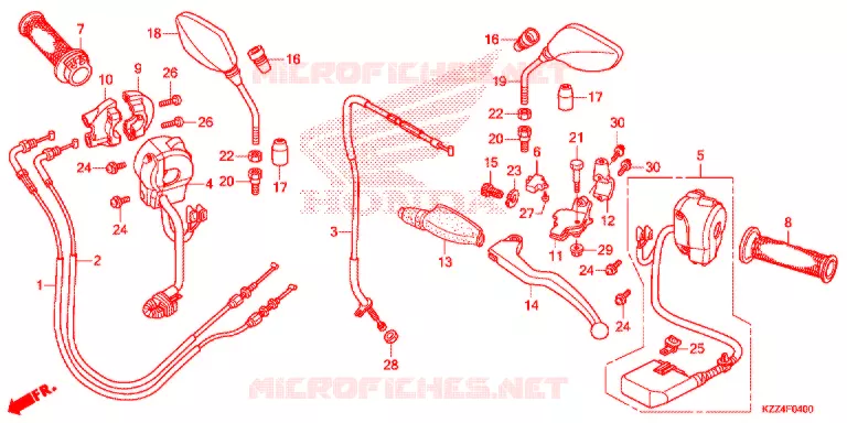 LEVIER DE GUIDON - CABLE - COMMODO Honda MOTO 250 CRF 2016  CRF250LG