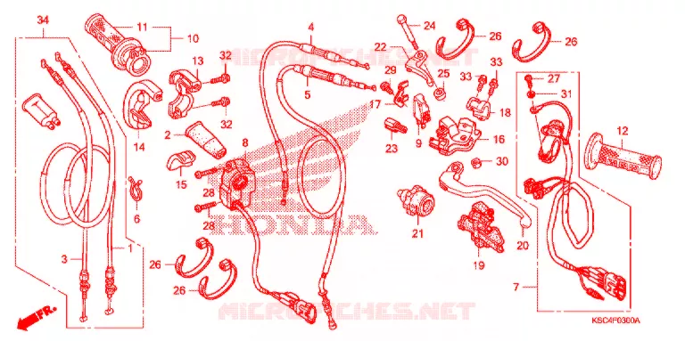 LEVIER DE GUIDON - CABLE - COMMODO Honda MOTO 250 CRF 2004  CRF250X4