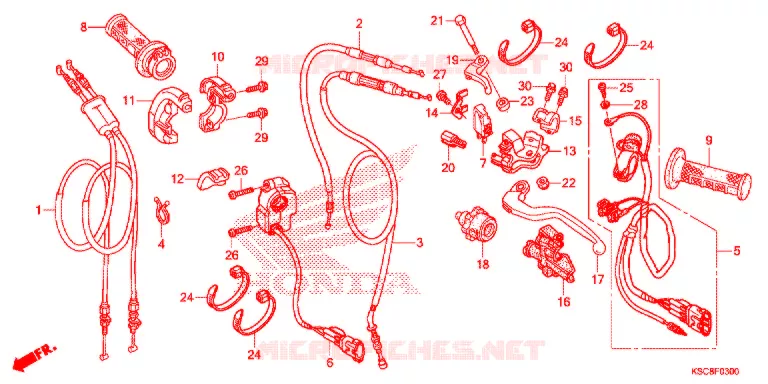 LEVIER DE GUIDON - CABLE - COMMODO Honda MOTO 250 CRF 2015  CRF250XF