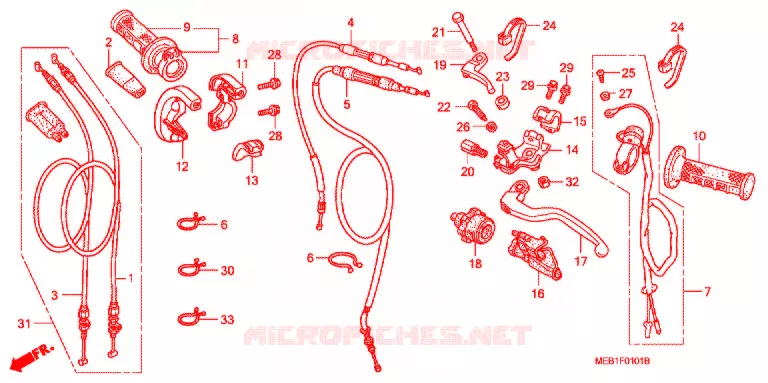 LEVIER DE GUIDON - CABLE - COMMODO (CRF450R4,5,6,7,8) Honda MOTO 450 CRF 2007  CRF450R7