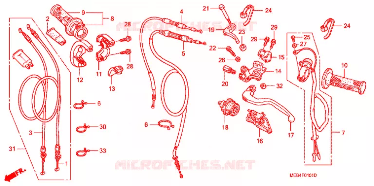 LEVIER DE GUIDON - CABLE - COMMODO (CRF450R'04-'08) Honda MOTO 450 CRF 2008  CRF450R8