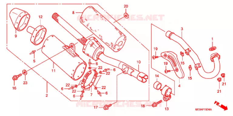 SILENCIEUX D'ECHAPPEMENT (CRF450R'07,'08) Honda MOTO 450 CRF 2008  CRF450R8