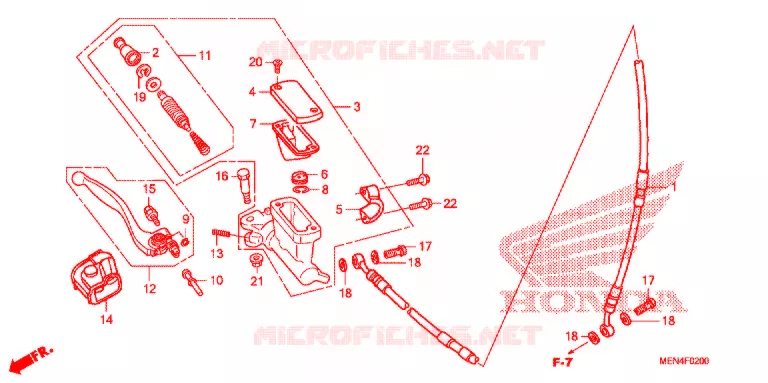 MAITRE CYLINDRE DE FREIN AVANT Honda MOTO 450 CRF 2009  CRF450R9