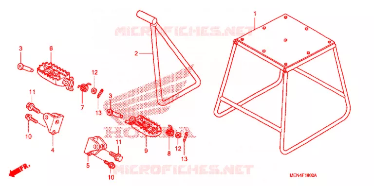 BEQUILLE - REPOSE PIEDS Honda MOTO 450 CRF 2010  CRF450RA
