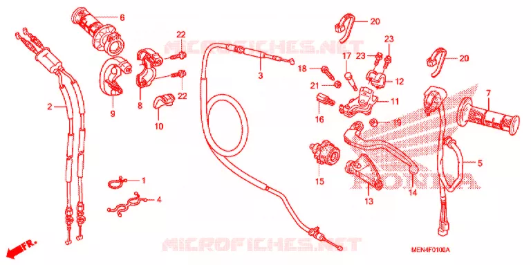 LEVIER DE GUIDON - CABLE - COMMODO Honda MOTO 450 CRF 2011  CRF450RB