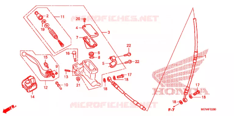 MAITRE CYLINDRE DE FREIN AVANT Honda MOTO 450 CRF 2011  CRF450RB