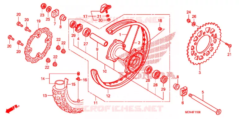 ROUE ARRIERE Honda MOTO 450 CRF 2012  CRF450RC