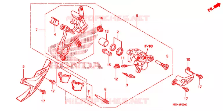 ETRIER DE FREIN ARRIERE Honda MOTO 450 CRF 2012  CRF450RC