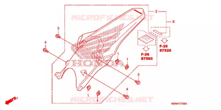 GARDE-BOUE ARRIERE Honda MOTO 450 CRF 2012  CRF450RC