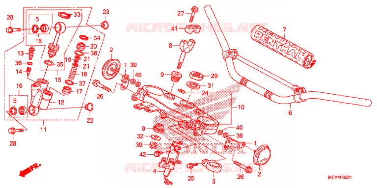GUIDON - TE DE FOURCHE (CRF450X'08,'09,'11,'12,'13) Honda MOTO 450 CRF 2008  CRF450X8