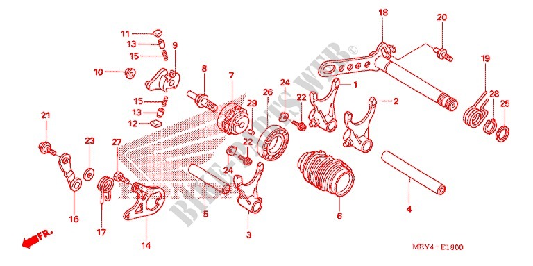 BARILLET DE SELECTION pour Honda CRF 450 X de 2012