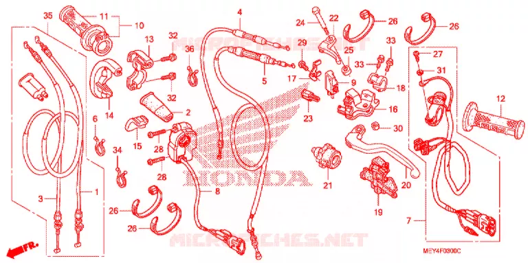 LEVIER DE GUIDON - CABLE - COMMODO Honda MOTO 450 CRF 2013  CRF450XD