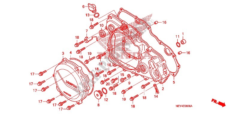 COUVERCLE DE CARTER MOTEUR DROIT pour Honda CRF 450 X de 2013