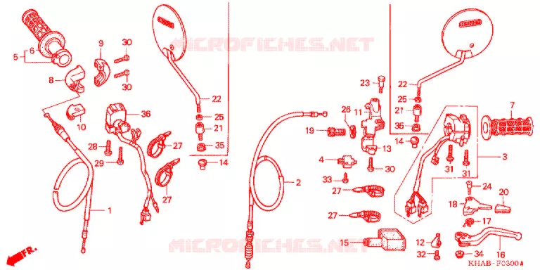 LEVIER DE GUIDON - CABLE - COMMODO Honda MOTO 200 CTX 2005  CTX2003