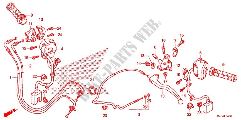 LEVIER DE GUIDON   CABLE   COMMODO (CTX700/A) pour Honda CTX 700 de 2015