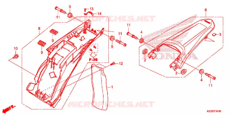 GARDE-BOUE ARRIERE Honda MOTO 250 CRF 2017  CRF250LAH
