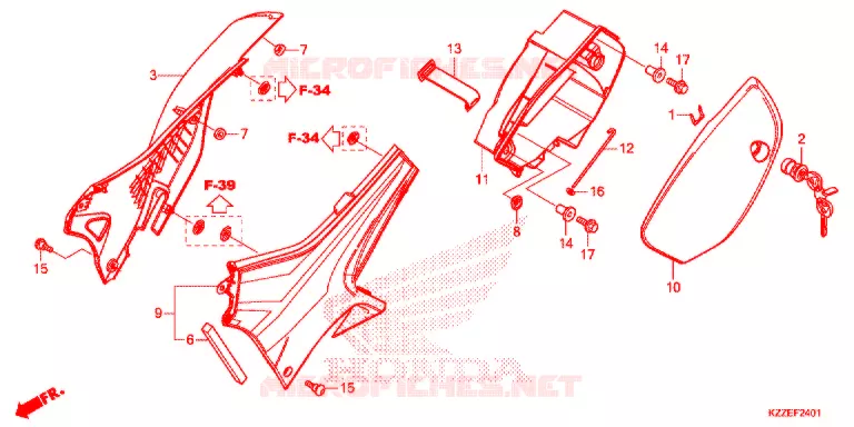 COUVERCLES LATERAUX (CRF250RL/RLA) Honda MOTO 250 CRF 2017  CRF250RLAH