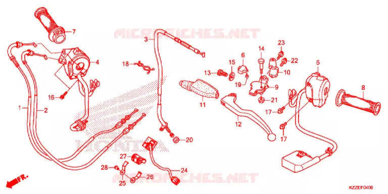 LEVIER DE GUIDON - CABLE - COMMODO Honda MOTO 250 CRF 2017  CRF250RLAH