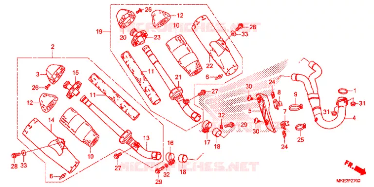 SILENCIEUX D'ECHAPPEMENT Honda MOTO 450 CRF 2017  CRF450RXH