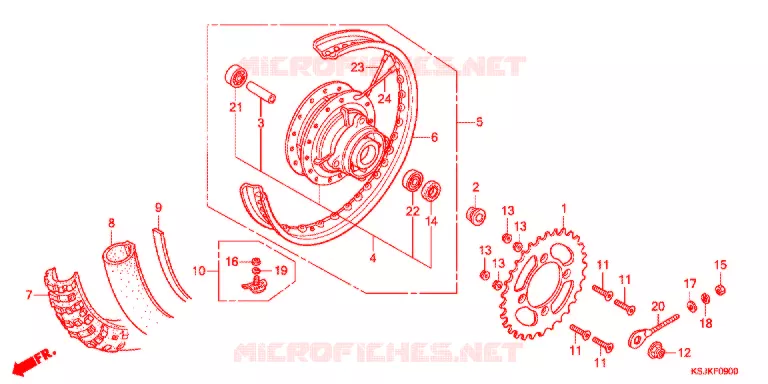 ROUE ARRIERE Honda MOTO 100 CRF 2012  CRF100FC