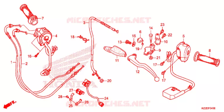 LEVIER DE GUIDON - CABLE - COMMODO Honda MOTO 250 CRF 2017  CRF250RLH