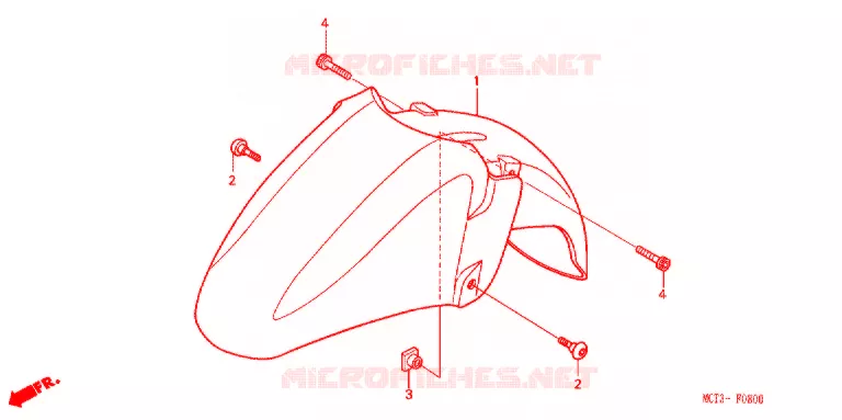 GARDE BOUE AVANT (FJS4002/D3) (FJS6001/2/D3) Honda SCOOTER 400 SILVERWING 2002  FJS4002