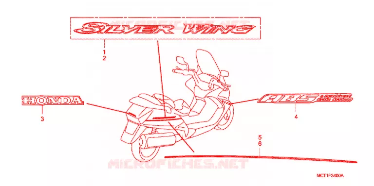 AUTOCOLLANTS Honda SCOOTER 400 SILVERWING 2004  FJS400A4