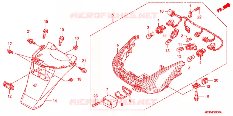 FEU ARRIERE - GARDE-BOUE ARRIERE (FJS400A/D/FJS600A/D5-8) Honda SCOOTER 400 SILVERWING 2007  FJS400D7