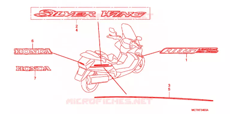 AUTOCOLLANTS (FJS400A/D/FJS600A/D5-8) Honda SCOOTER 400 SILVERWING 2008  FJS400D8