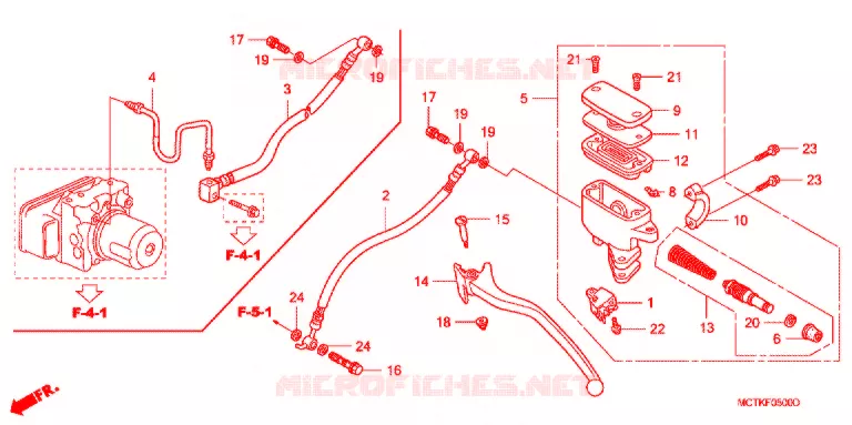 MAITRE-CYLINDRE DE FREIN ARRIERE (FJS400A/D/FJS600A/D5-8) Honda SCOOTER 400 SILVERWING 2008  FJS400D8