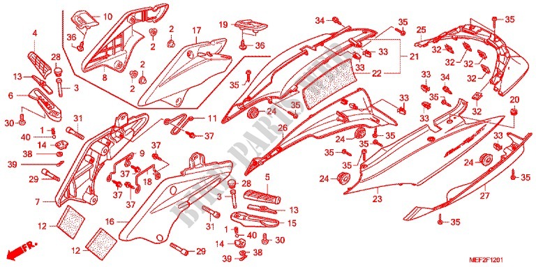 CARENAGE ARRIERE (FJS400L9) pour Honda SILVER WING 400 GT de 2013