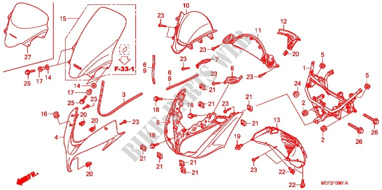 CARENAGE AVANT (FJS400L9) pour Honda SILVER WING 400 GT de 2013