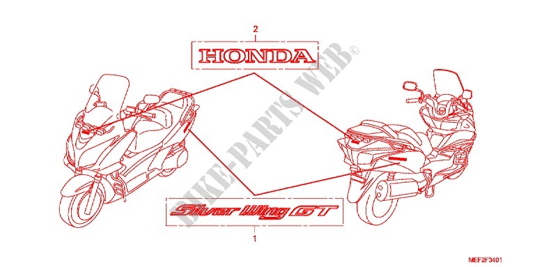 T (FJS400L9) pour Honda SILVER WING 400 GT de 2013