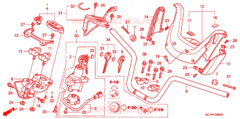 GUIDON - CARENAGE (FJS400A/D/FJS600A/D5-8) Honda SCOOTER 600 SILVERWING 2008  FJS600D8